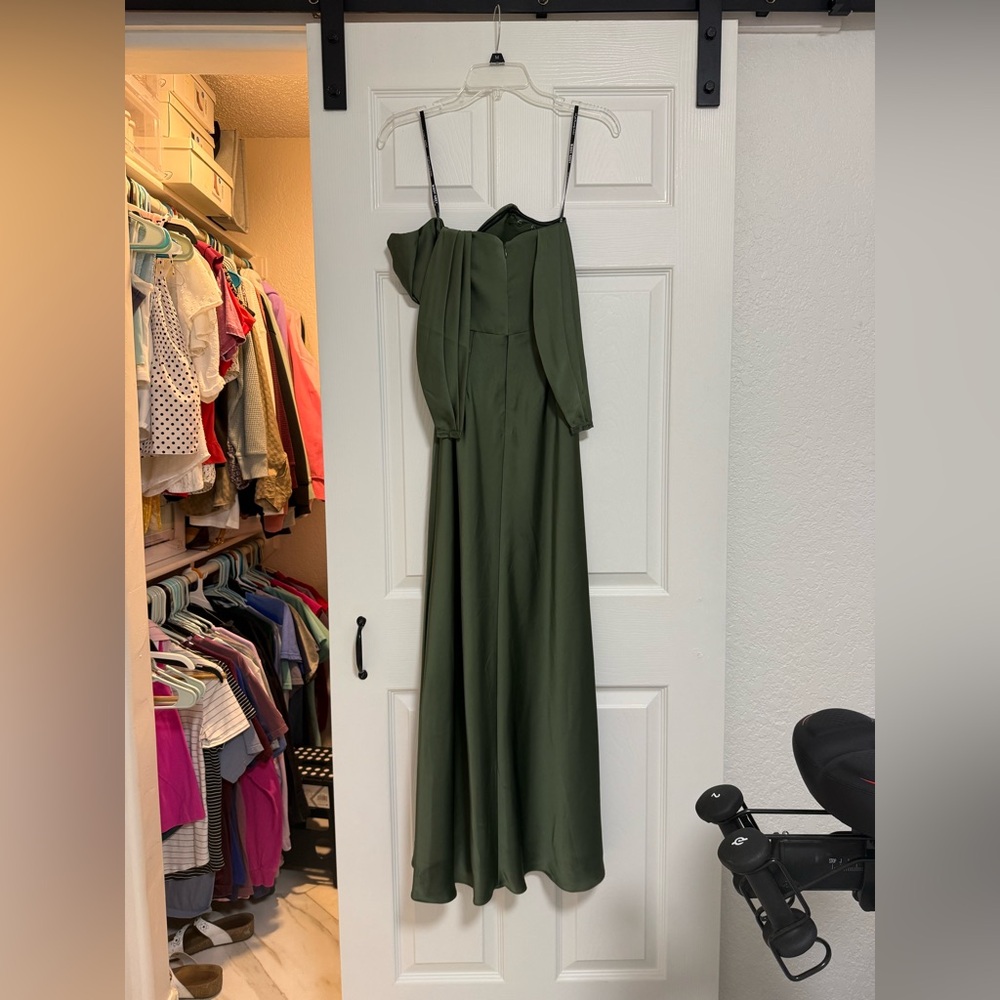 Mia Matte Satin Convertible Dress Olive - Picture 5 of 7